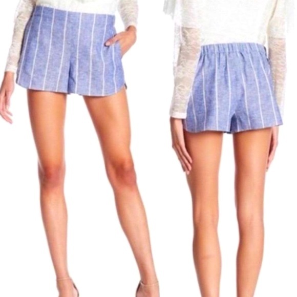 Alice + Olivia Pants - Alice + Olivia Madison Striped Linen Blend Shorts
